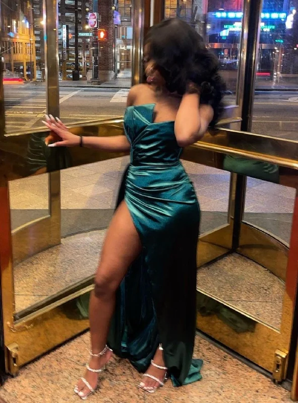 The Best Prices A-line dressElegant Green Satin Evening Dress,Green Evening Gown Y4102 The Best Prices A-line dressElegant Green Satin Evening Dress,Green Evening Gown Y4102