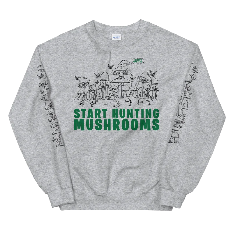 Markdowns minimalistic workout hoodieStart Hunting Mushrooms Graphic Sweatshirt