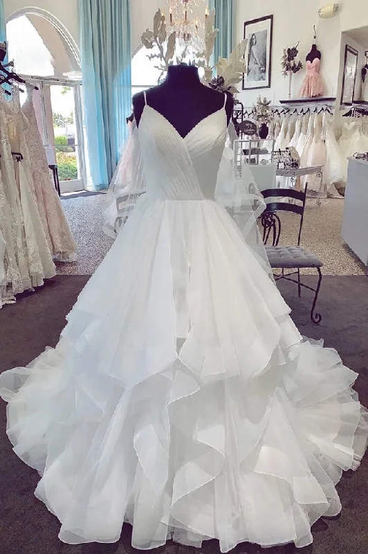 Deal Mania Charming Spaghetti Straps Long Ball Gown Lace Up Wedding Dresses