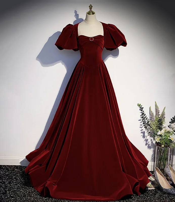 Unmissable Offer off-the-shoulder dressBurgundy velvet long prom dress evening dress Y4384