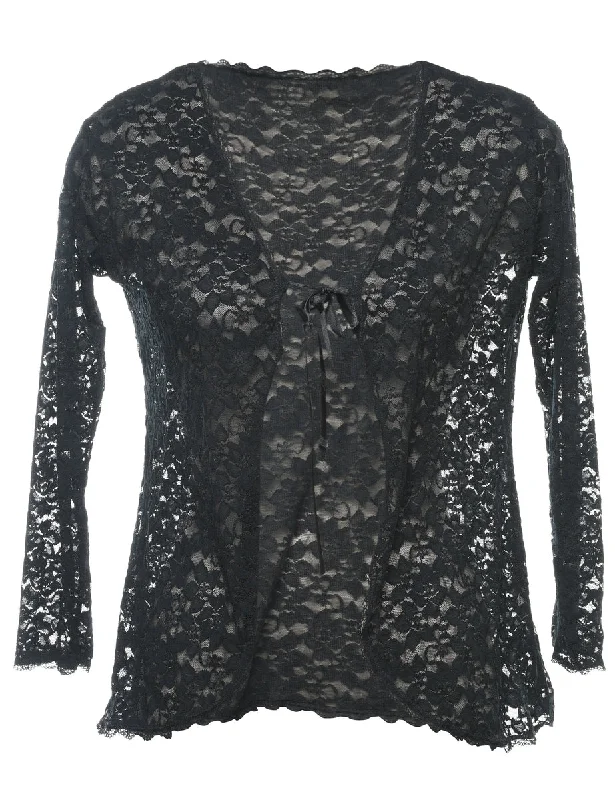 Unbeatable Prices casual trench coatClassic Black Lace Y2K Evening Jacket - M
