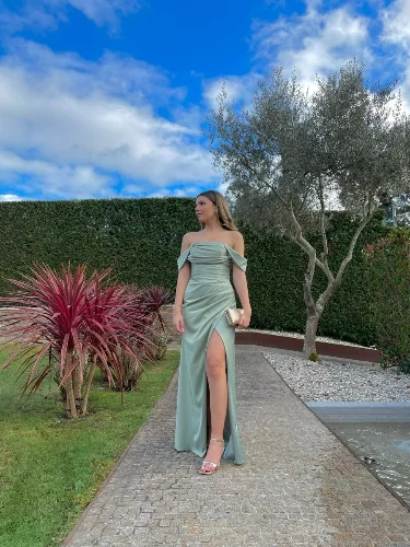 Weekend Flash Sale stylish dressCharming Off The Shoulder Sheath Prom Dress With Split Y5544
