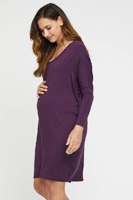 Hurry In form-fitting dressCatherine Maternity Dress - Plum