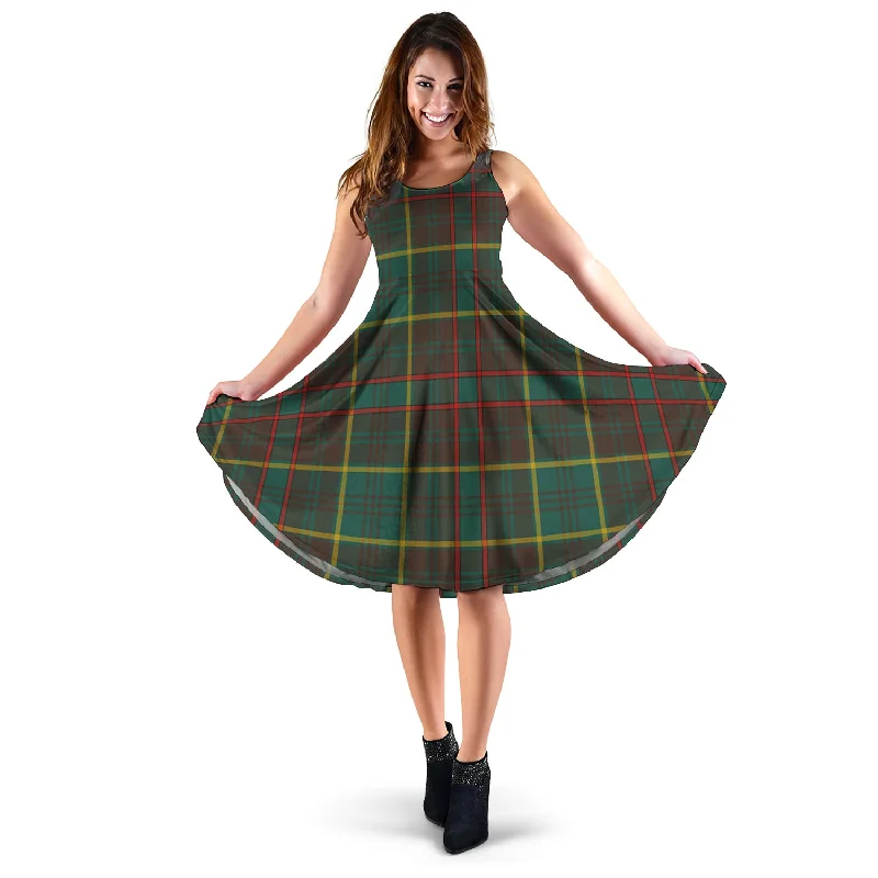 Discount Mania Ontario Province Canada Tartan Sleeveless Midi Womens Dress