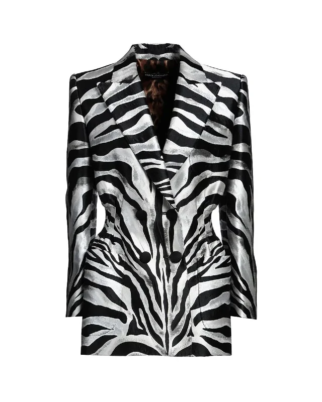 Midnight Madness sporty jacketDolce & Gabbana  Zebra Print Blazer - Black/Silver