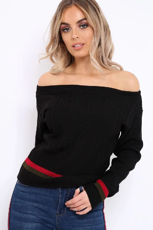 Savings Galore graphic pullover with printBlack Bardot Jumper with Stripe Detail - Falon