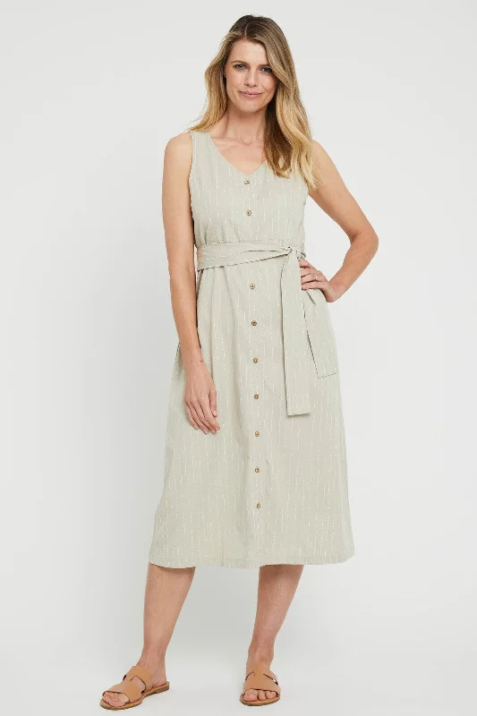 Super Sale satin dressButton Front Dress - Organic Pinstripe