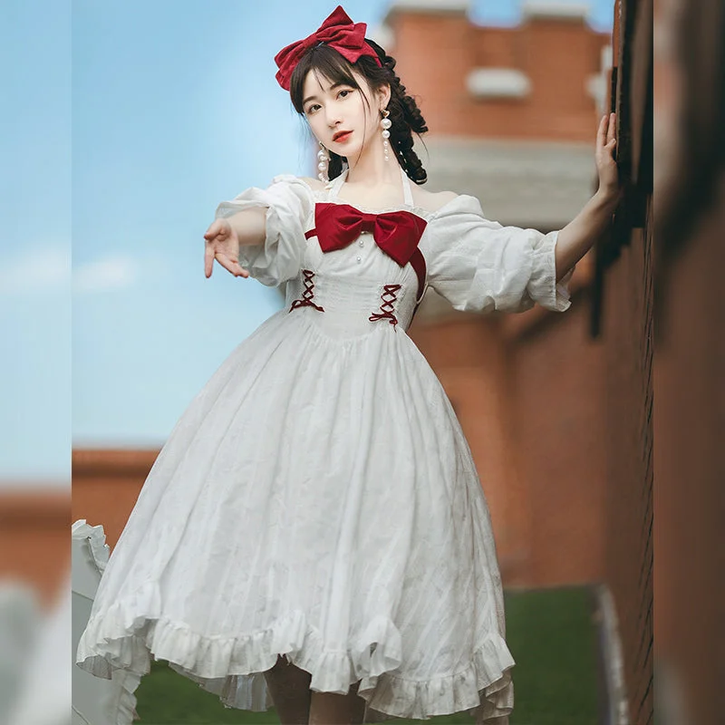Closeout form-fitting dressWith PUJI~Romantic Dating~Halter Neckline Lolita OP Dress