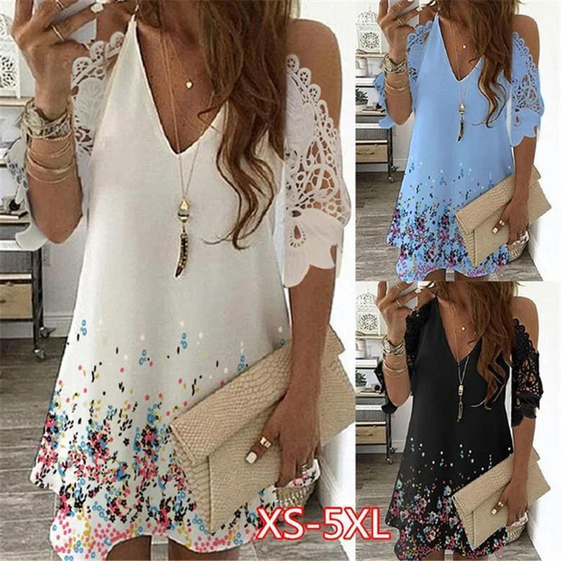 Final Markdown floral midi dressEuropean and American Temperament Women's Suspender Type Sleeveless V-neck A-line Skirt