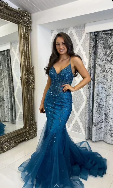 Sexy Mermaid V Neck Evening Dress,Charming Evening Dress Y4898