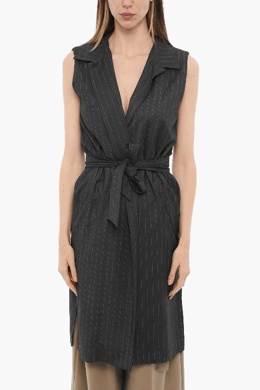 Today’s Deal relaxed fit coatOblò Unique Pinstriped Maxi Blazer with Belt M Standard size Today’s Deal relaxed fit coatOblò Unique Pinstriped Maxi Blazer with Belt M Standard size
