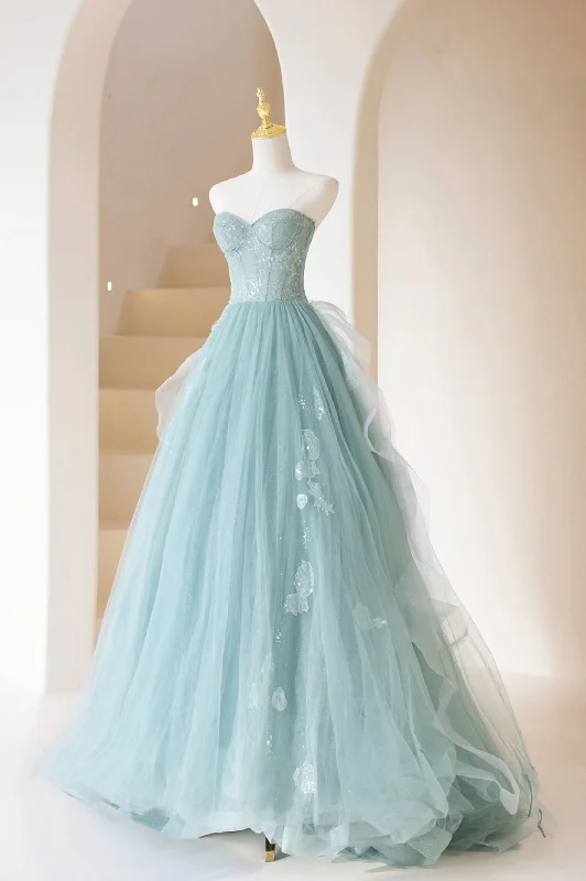 Quick Sale Cute Strapless Tulle Lace Long Prom Dress, A-Line Beautiful Lace Evening Dress Quick Sale Cute Strapless Tulle Lace Long Prom Dress, A-Line Beautiful Lace Evening Dress