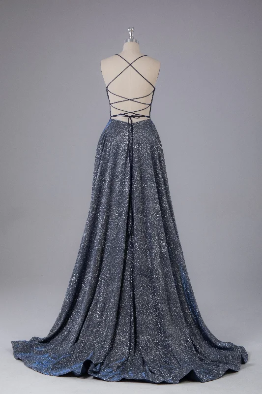 Discount Days Charming Spaghetti Straps Open Back Sweep Train Prom Dress