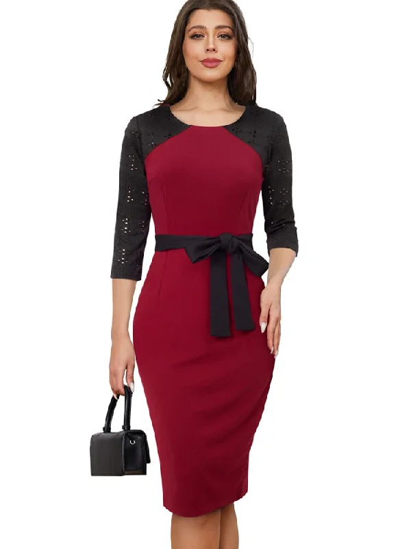 BerriesJam - Contrast Color Patchwork Formal Work Dress