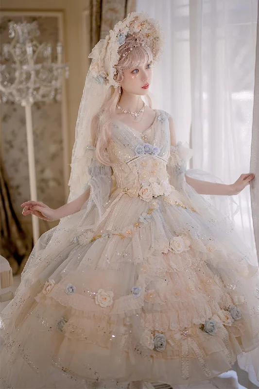 (BFM)Cat Fairy~Flower Spirit~Elegant Lolita JSK Dress Summer Wedding Lolita JSK