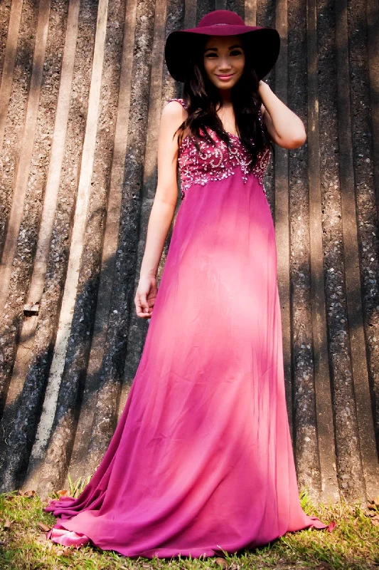 Crazy Deals A-line V-neck Spaghetti Strap Floor Length Chiffon Beading Evening Dress