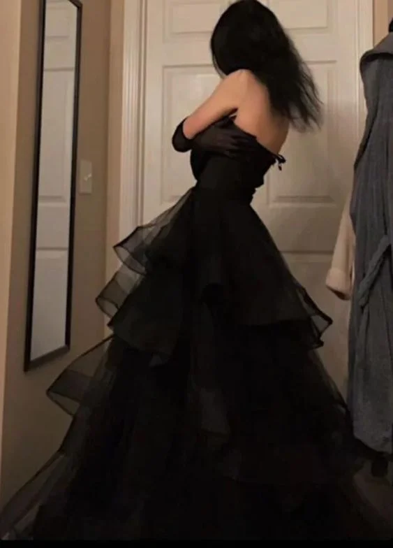 Final Clearance oversized dressSweetheart Black Rufflue Long Prom Evening Dress Y1624 Final Clearance oversized dressSweetheart Black Rufflue Long Prom Evening Dress Y1624