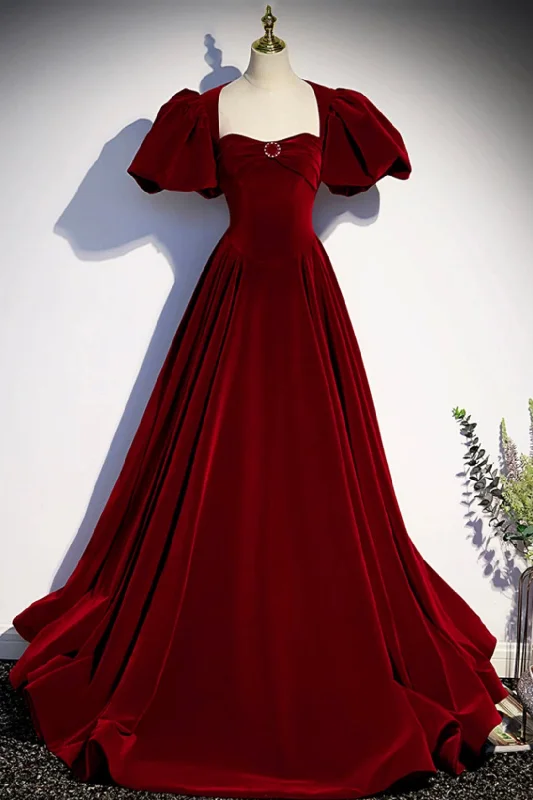 Extra Savings Burgundy Velvet Long Prom Dress, A-Line Backless Evening Party Dress Extra Savings Burgundy Velvet Long Prom Dress, A-Line Backless Evening Party Dress