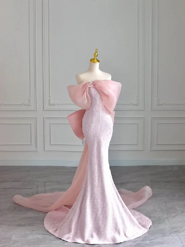 Flash Sale casual dressGlamorous Pink Prom Dress Off The Shoulder Formal Party Prom Y5482