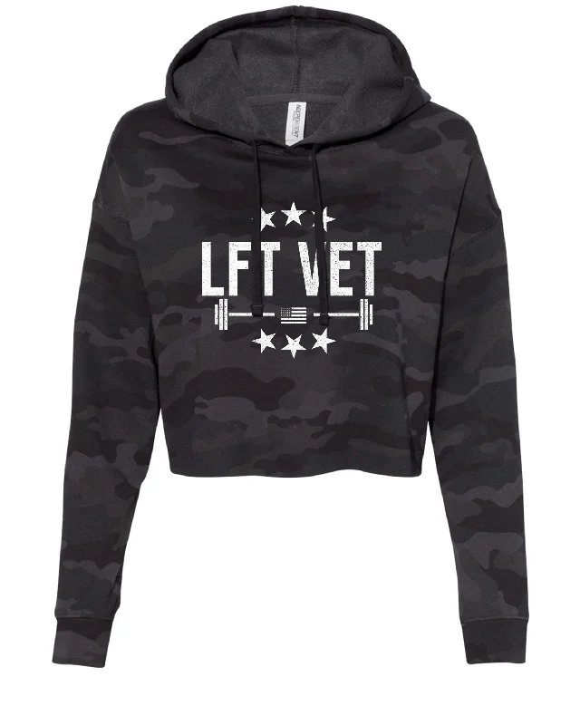 LFTVET Barbell Crop Hoodie- Black Camo