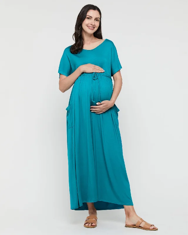 Bonus Savings comfy maxi dressMila Maxi Maternity Dress - Teal