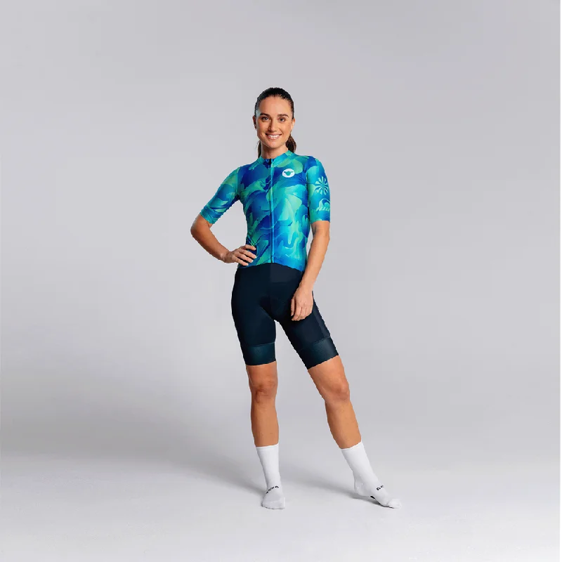 Super Bargain graphic gym sweatshirtWomen's Essentials Team Jersey - Teal Swirl