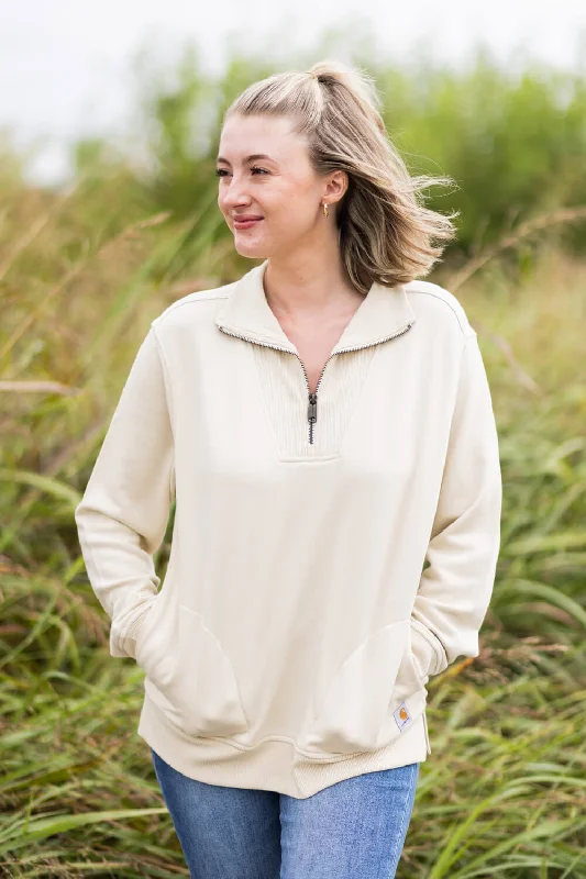 Today’s Special loose fit sports sweatshirtCarhartt Relaxed Fit Tencel Half Zip Sweatshirt for Women in Oat Milk | 106451-A16 Today’s Special loose fit sports sweatshirtCarhartt Relaxed Fit Tencel Half Zip Sweatshirt for Women in Oat Milk | 106451-A16
