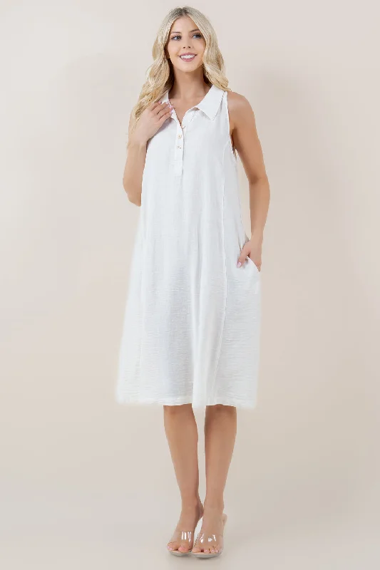 Exclusive Access statement dressS/LESS HALTER FLAT COLLAR PRINCESS MIDI DRESS - D3713-4980