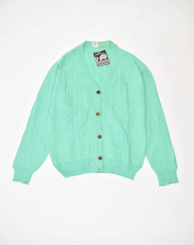 VINTAGE Womens Cardigan Sweater IT 46 Large Green Cotton