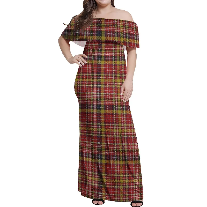 The Best Prices Ogilvie (Ogilvy) of Strathallan Tartan Off Shoulder Long Dress