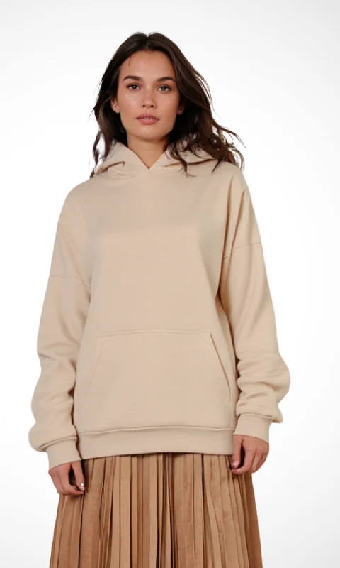Can't Be Beat luxury fitness sweatshirtWomen Over Sized Basic Hoodie Sweater (Beige) Can't Be Beat luxury fitness sweatshirtWomen Over Sized Basic Hoodie Sweater (Beige)