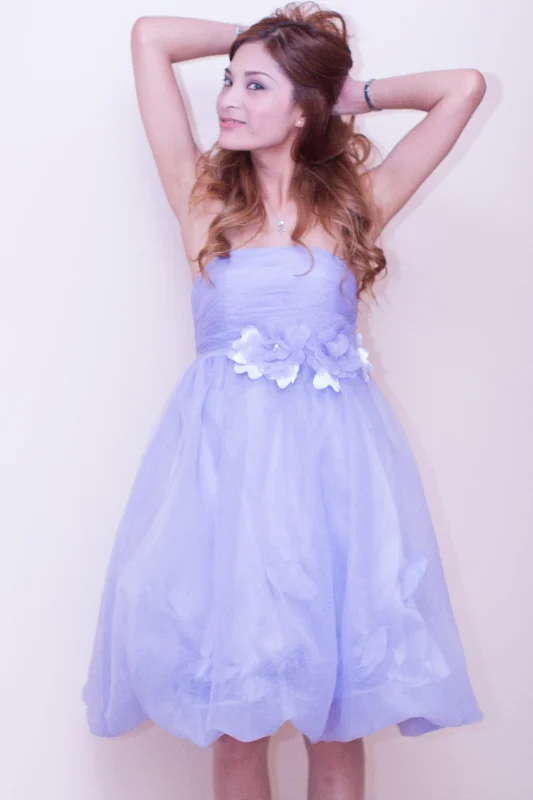 Online Specials A-line Strapless Knee Length Tulle Flower Homecoming Dress