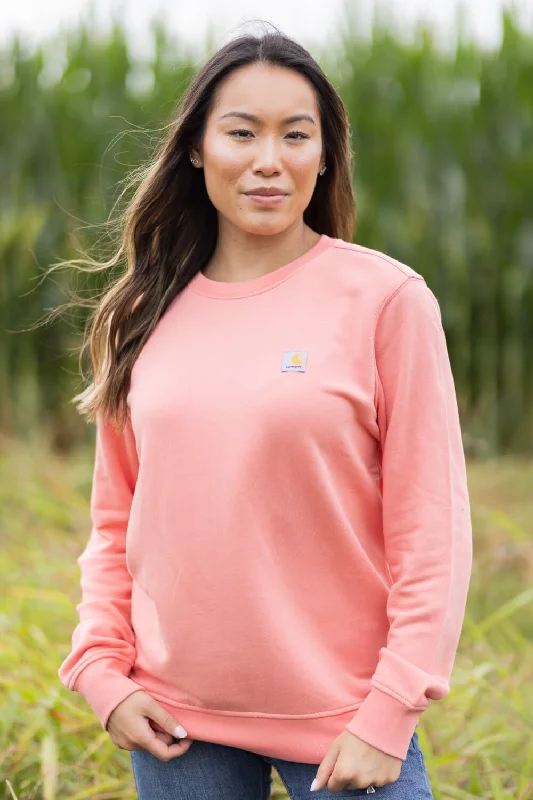 Limited Edition cozy workout hoodieCarhartt Midweight Tencel Crewneck Sweatshirt for Women in Aged Coral | 106179-P43 Limited Edition cozy workout hoodieCarhartt Midweight Tencel Crewneck Sweatshirt for Women in Aged Coral | 106179-P43