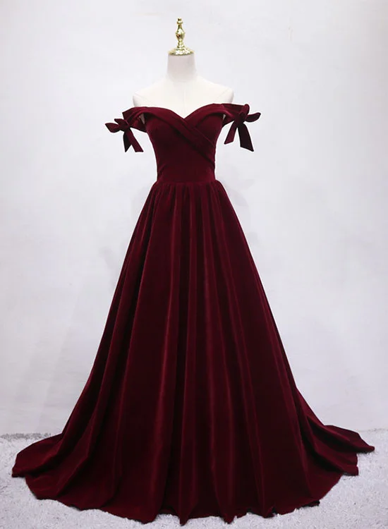 YEAR-End Clearance Burgundy Velvet Floor Length Prom Dress, Burgundy A-Line Evening Party Dress YEAR-End Clearance Burgundy Velvet Floor Length Prom Dress, Burgundy A-Line Evening Party Dress