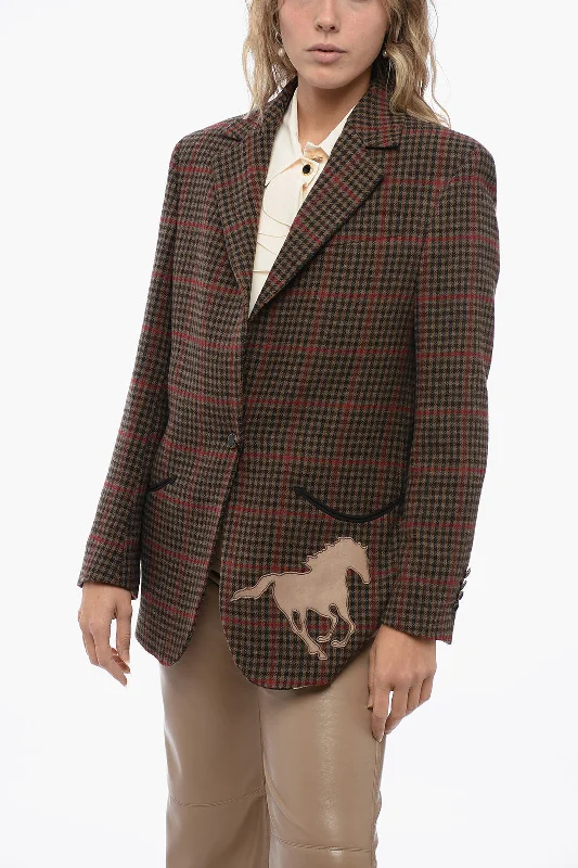 Hot Deal windproof jacketWashington Dee Cee Checked RODEO Blazer with Leather Details 40 Italian size Hot Deal windproof jacketWashington Dee Cee Checked RODEO Blazer with Leather Details 40 Italian size