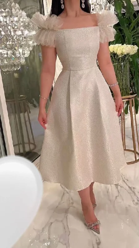 Deal Dash ashionable dressElegant A-line Midi-length Prom Dress,Chic Party Gown Y5844