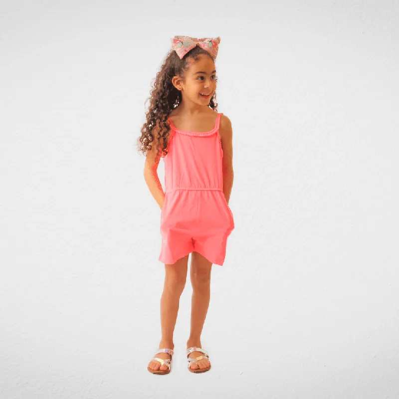 Girls Jumpsuit (Salopettes) cotton - Phosphoric Pink