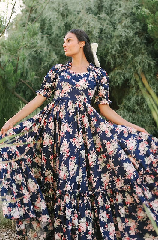 Take Advantage Brynnleigh Navy Cottage Floral Gown- DM Exclusive - Maternity Friendly Take Advantage Brynnleigh Navy Cottage Floral Gown- DM Exclusive - Maternity Friendly