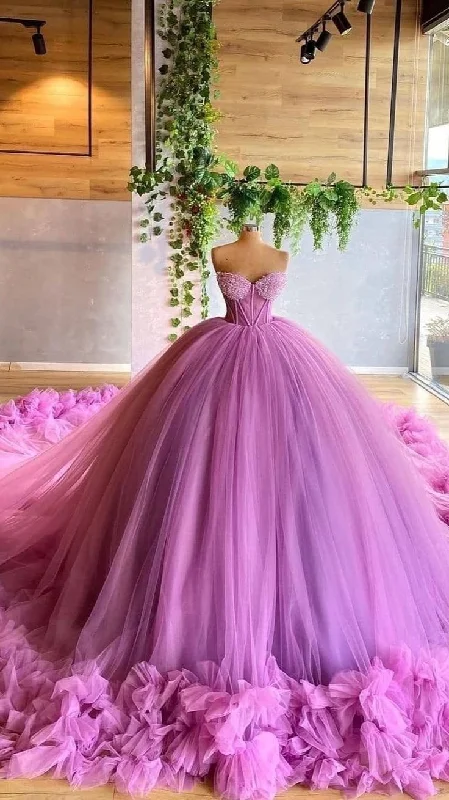 Exclusive Online Offer puff sleeve dressSweetheart Neckline Tulle Ball Gown Sweet 16 Dress Y5821