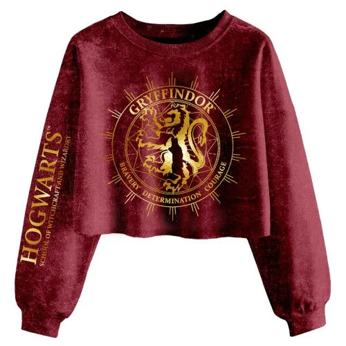 Harry Potter Womens/Ladies Gryffindor Constellation Acid Wash Crop Sweatshirt