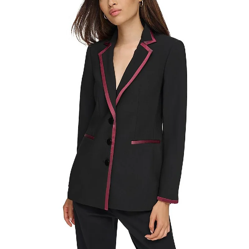 Hurry In fashion coat with hoodWomens Tuxedo Contrast Trim Double-Breasted Blazer