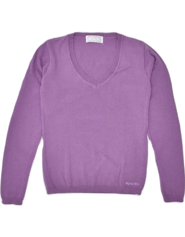 Today’s Deal high-fashion hoodieMELTIN' POT Womens V-Neck Jumper Sweater UK 12 Medium Purple Wool Today’s Deal high-fashion hoodieMELTIN' POT Womens V-Neck Jumper Sweater UK 12 Medium Purple Wool