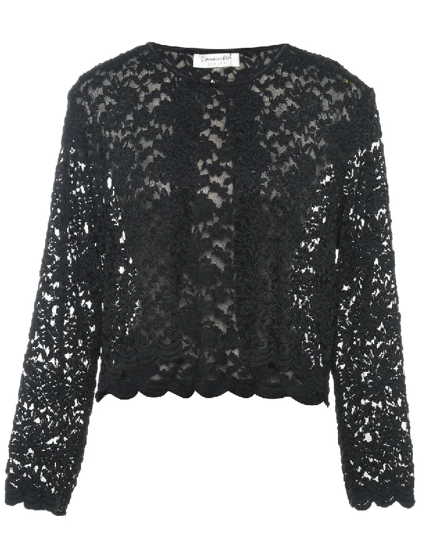 Limited Time lightweight outerwearFloral Lace Black Sheer Jacket - M