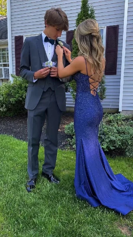 Massive Deals tiered dressCharming Mermaid Navy Blue Long Prom Dresses,Lace-up Back Evening Dress Y1618 Massive Deals tiered dressCharming Mermaid Navy Blue Long Prom Dresses,Lace-up Back Evening Dress Y1618