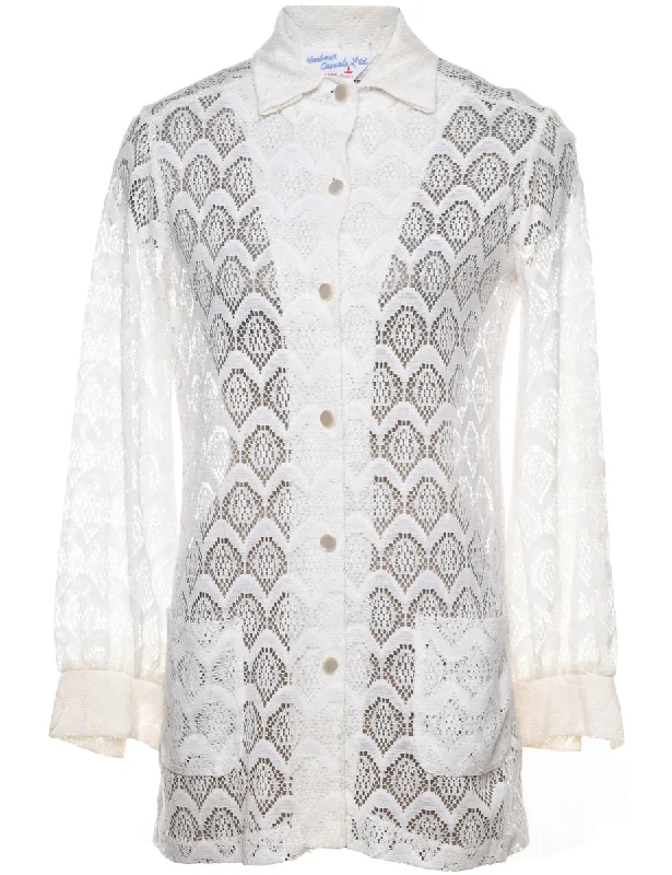 Clearance Items fitted trench coatClassic White Lace Shirt - L