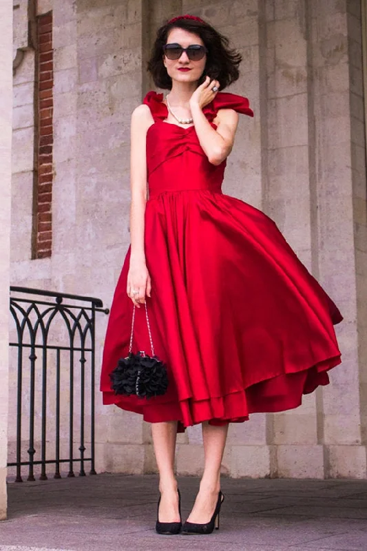 Deal Zone A-line Spaghetti Strap Tea Length Charmuse Homecoming Dress