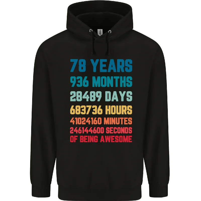 78th Birthday 78 Year Old Mens 80% Cotton Hoodie