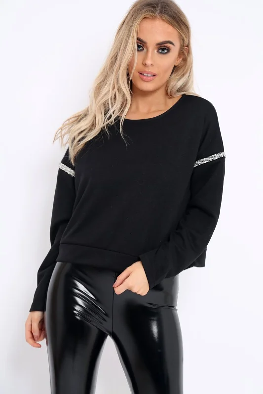 Sale Event slim pullover sweaterBlack Beaded Sweatshirt - Jordin