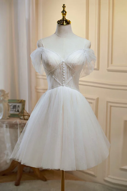 Savings Bonanza Champagne Spaghetti Strap Tulle Short A-Line Party Dress