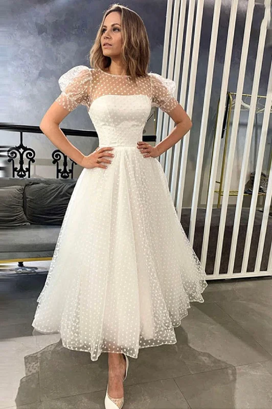 Best Bargains White Tulle Short A-Line Prom Dress, Cute Short Sleeve Evening Party Dress Best Bargains White Tulle Short A-Line Prom Dress, Cute Short Sleeve Evening Party Dress